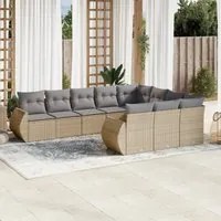 Set Divano da Giardino 10 pz con Cuscini Beige in Polyrattan 3254226