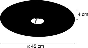 Paralume piatto in velluto tortora con oro 45 cm