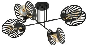 Plafoniera Moderna Patroclo Acciaio Nero 4 Luci E27 Ip20