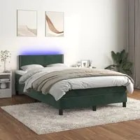 Letto a Molle con Materasso e LED Verde Scuro 120x200cm Vellutocod mxl 122826