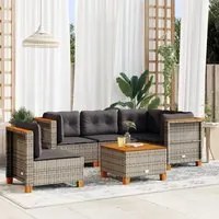 Set Divano da Giardino 6 pz con Cuscini Grigio in Polyrattan 3261840