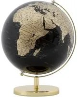 Mappamondo Oro 25x34 cm Plastica e Ferro Nero e Oro