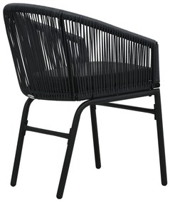 Set da Bistrot 3 pz con Cuscini in Polyrattan Nero