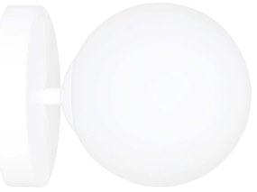 Applique A 1 Luce Hallador In Acciaio Bianco E Sfera In Vetro Opalino