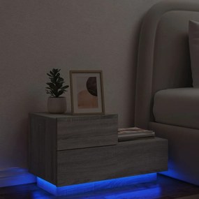 Comodino con Luci LED Grigio Sonoma 70x36x40,5 cm