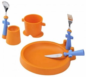 Club Set 6Pz Pappa Bambini - Piatto, Bicchiere, Portauovo e 3 Posate