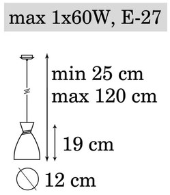 Lampadario a sospensione con filo NAOMI 1xE27/60W/230V