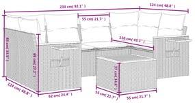 Set Divani da Giardino 7 pz con Cuscini Beige in Polyrattan