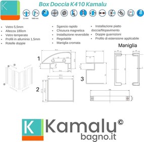 Box 3 lati 80x80x80 altezza 180 vetro trasparente K410 - KAMALU