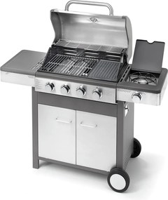 Barbecue a Gas GPL 4 Fuochi + 1 Fornello Laterale Ompagrill Indianapolis 5/B in Acciaio Inox...