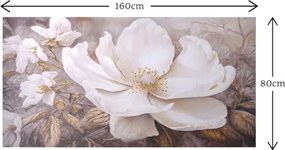 Quadro tela moderno 80x160 cm floreale con decori in oro