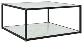 Tavolino da salotto bianco 80x80x35 cm in vetro temperato