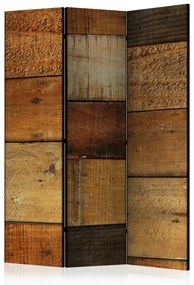 Paravento design Texture di legno (3-parti) - composizione dai colori caldi