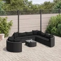 Set Divani da Giardino 10pz con Cuscini in Polyrattan Nero 3308411