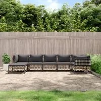 Set Divani da Giardino 7 pz con Cuscini Antracite in Polyrattancod mxl 124502