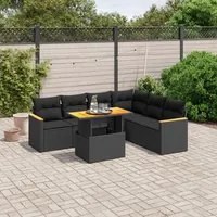 Set Divani da Giardino con Cuscini 7pz Nero Polyrattan 3273092