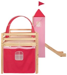Letto a castello per bambini scivolo e scala in pino 208x230 cm