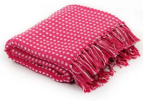 Copriletto İn Cotone A Quadri 220x250 Cm Rosa /