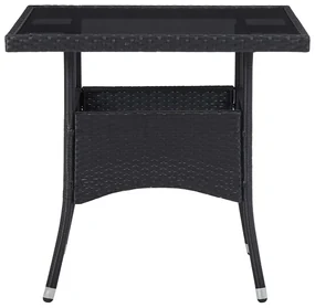 Set mobili da pranzo per giardino 3 pz nero polyrattan e acacia