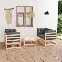 Set Divani da Giardino 5 pz con Cuscini Legno Massello di Pino cod mxl 43292