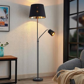 Lampada da terra Efalia Lindby, Nero, Soggiorno / Sala da pranzo, Metallo, Moderno, Lampada da terra