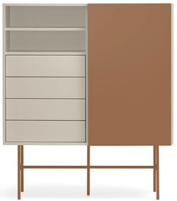 Cassettiera alta con ante scorrevoli in mattone/beige 120x140 cm Nube - Teulat