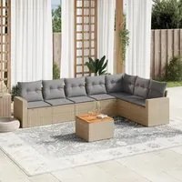 Set Divano da Giardino 8 pz con Cuscini Beige Misto Polyrattan 3256486