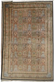 Cashmere Silk Tappeto 470x450 Verde (Indian) Annodato A Mano