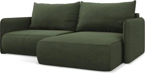 Divano angolare verde allungabile/con contenitore (con penisola a destra) Nanea – Makamii