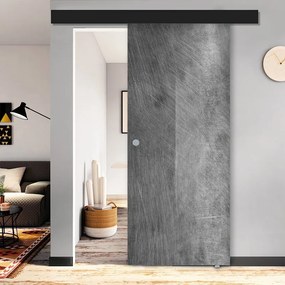 Porta scorrevole Graffi in vetro grigio, L 88 x H 215 cm, con binario Atelier nero Destra