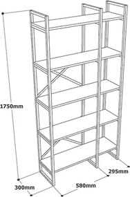 Libreria Oro 88x30x175 Cm 5 Ripiani Effetto Marmo Doppio Modulo Decus