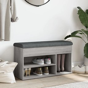 Panca porta scarpe grigio sonoma 82x32x45,5cm legno multistrato