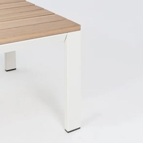 Salotto Da Esterno In Alluminio Bianco Inserti Legno Con Cuscini E Tavolino Belmar Bizzotto