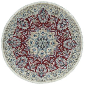 Nain Tappeto persiano 140x140 Rosso (Iran) Annodato A Mano