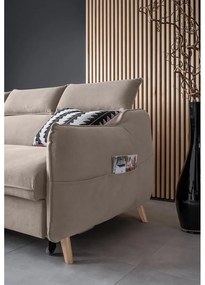 Divano letto angolare in velluto beige (angolo sinistro) Sweet Harmony - Miuform