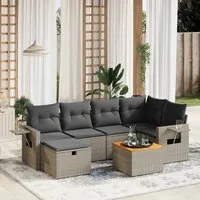 Set Divani da Giardino 7 pz con Cuscini Grigio in Polyrattan 3264952