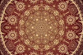 Quadro su tela – Mandala ornamentale con pizzo in bordeaux