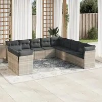 Set Divani da Giardino 11 pz con Cuscini in Polyrattan Grigio 3249721