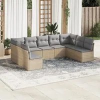 Set Divano da Giardino 9 pz con Cuscini Beige in Polyrattancod mxl 113264