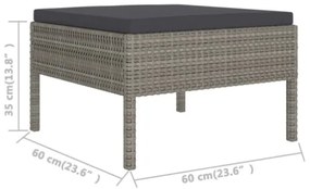 Set Divani da Giardino 8 pz con Cuscini in Polyrattan Grigio