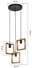 Zuma Line ASZ.1678 - Lampadario a sospensione con filo ATRIA 3xE27/20W/230V pino/nero