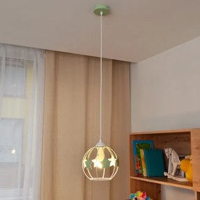Lampadario a sospensione per bambini STARS 1xE27/15W/230V verde/bianco