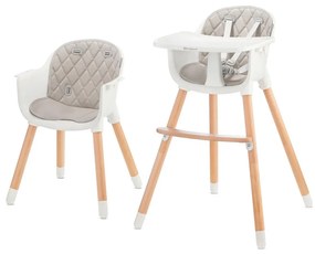 KINDERKRAFT - Sedia da pranzo per bambini 2v1 SIENNA faggio/grigio