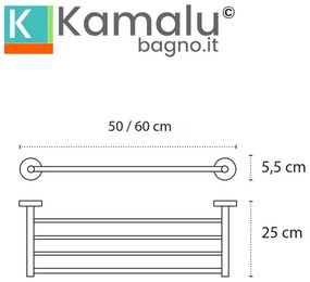 Kamalu - portsalviette a 4 barre 60cm in acciaio inox nero opaco | mira-n