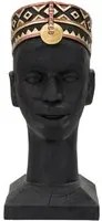 Statuetta a forma di testa di uomo in resina nera cm 25x25x56