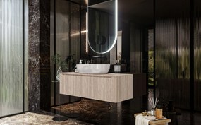 Mobile Bagno Teak 120x50 Amalfi Con Un Cassetto e Lavabo da appoggio in ceramica