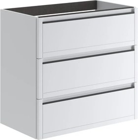 Mobile da bagno sospeso sotto lavabo L 79.5 x H 78 x P 45.5 cm bianco opaco, 3 cassetti Tratto