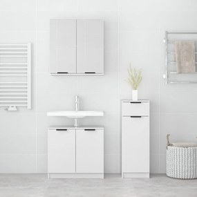 Set mobili da bagno 3 pz bianco lucido in legno multistrato