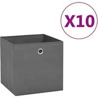 Contenitori 10 pz in Tessuto non Tessuto 28x28x28 cm Grigio 325193