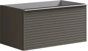 Mobile da bagno sospeso sotto lavabo Pixel stripes 1 cassetto L 80 x H 40 x P 45.5 cm grigio carbone laccato opaco, con maniglia alluminio brillante